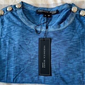 Veronica Beard Denim Blue Short Sleeve Top